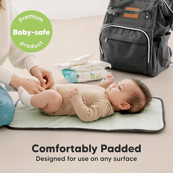 KeaBabies Portable Diaper Changing Pad, Easy Wipe Clean - Foldable Waterproof Baby Changing Mat for Diaper Bag, Compact, Lightweight, 25x13 Newborn, Infant, Baby Changer Travel Essential (Woods)