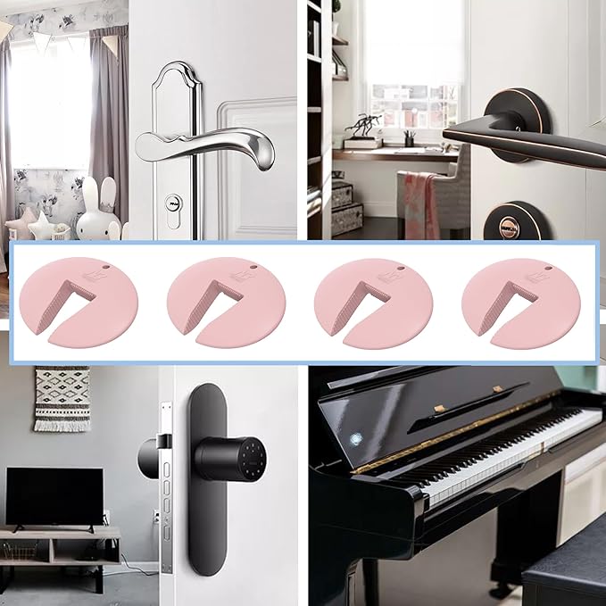Silicone Door Pinch Guard and Door Slam Stopper, Durable Finger Pinch Guard, Prevents Pinch Injuries, Slamming Doors, Door Stopper for Kids, 4 Packs Pink.