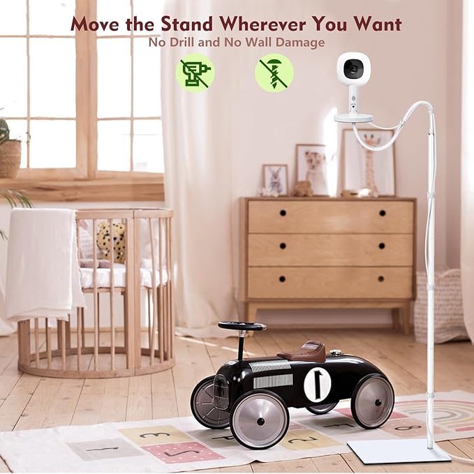 Baby Monitor Floor Stand Compatible with HelloBaby, Nanit Pro, Infant Optics, Babysense, Owlet, Baby, Bonoch, Adjustable Height from 37.4-69, Universal Baby Camera Stand Mount, Safety for Nursery