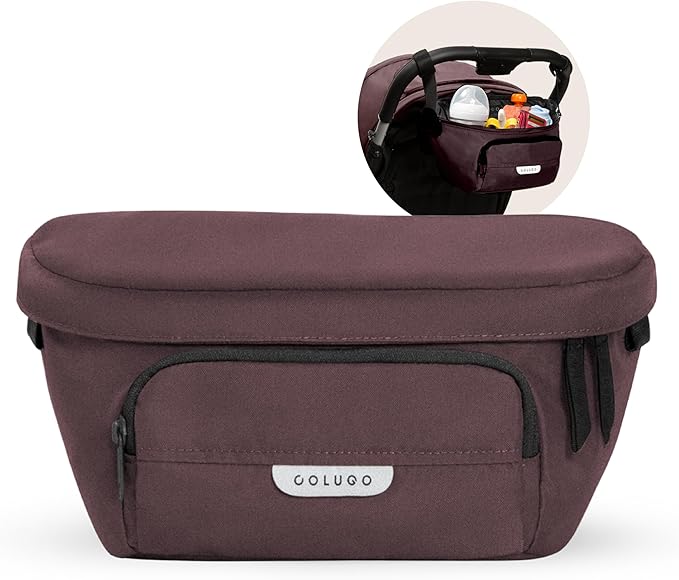 Colugo On-The-Go Stroller Organizer Insert with Zipper, Caddy with Cup Holder, Stroller Accessories for Parents specially designed to fit to your stroller with Non Slip Straps (Cocoa)
