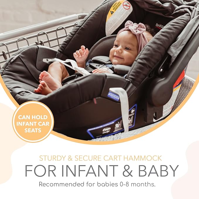 Shopping Cart Hammock – Infant Seat for Grocery Carts – Holds Car Seats Securely – Compatible with Select 4-Seater Wagons (20–24” Wide) – Supports Up to 50 lbs – Black