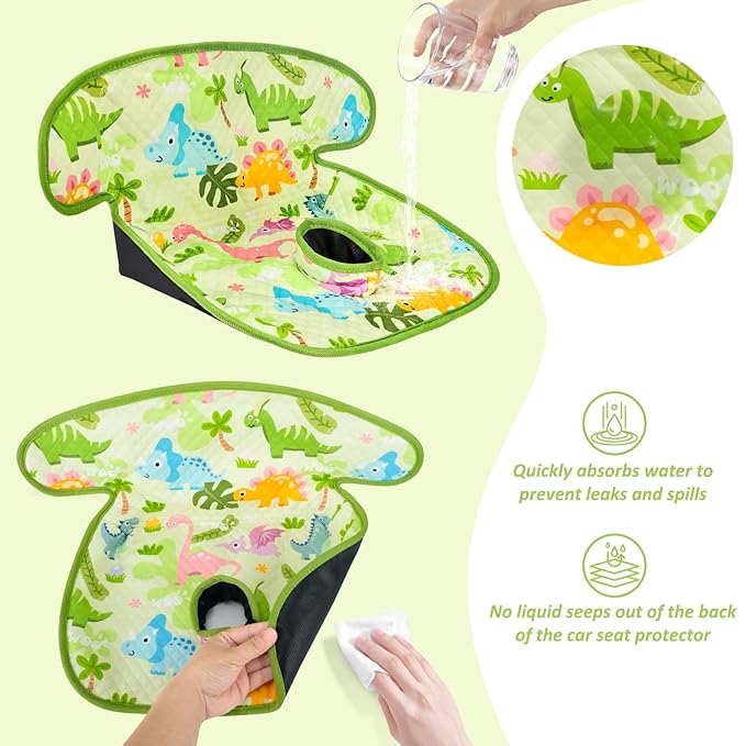 INFANZIA Dry Seat,Car Seat Protector Waterproof Carseat Liner Potty Training Toddlers, Baby and Infants, Piddle Pad for Carseats Strollers (Green, 2 Packs