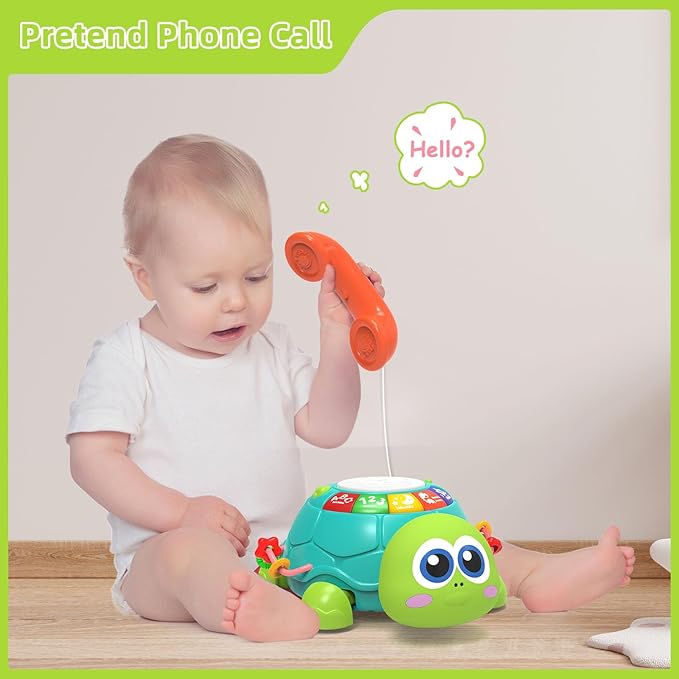 Hanayo Baby Toys 6 to 12 Months，Musical Turtle Crawling Girl Toys for 12-18 Months,Infant Early Learning Educational Toy,Girl & Boy Gift Essentials for Newborn 7 8 9 11+ Months 1-2 Year Old(Green)