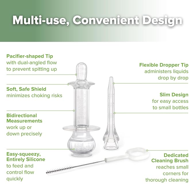 haakaa Baby Medicine Dispenser Set,Baby Essentials,Baby Medicine Syringe,Unique Silicone Ball Design,Medical-Grade Silicone,0 Months+