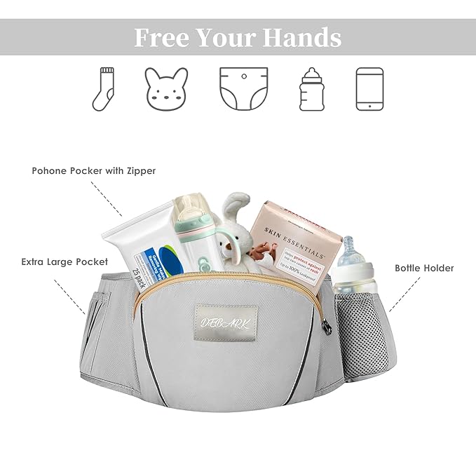 Baby Carrier Newborn to Toddler - Debark Baby Carrier with Hip Seat, 6-in-1 Adjustable Detachable Ergonomic Infant Carrier for Babies from 0-36 Months, Ideal for Baby Travel Essentials (Grey)