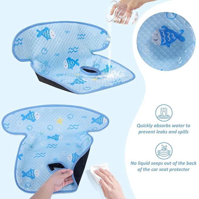 INFANZIA Dry Seat, Car Seat Protector Waterproof Carseat Liner Potty Training Toddlers, Baby and Infants, Piddle Pad for Carseats Strollers (Blue, 1 Pack