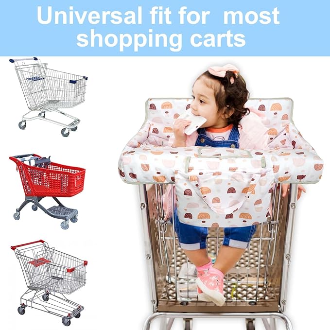 Shopping Cart Cover for Baby 2-in-1 High Chair Cover with Safety Harness Multifunctional Boho Pattern Cart Covers for Babies Soft Padded Grocery Cart Cover for Baby Boy Girl