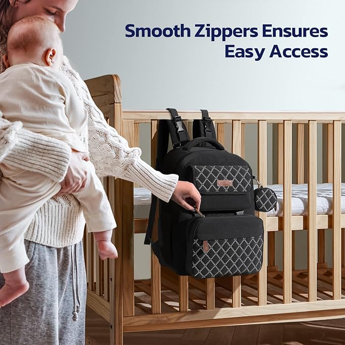 Maelstrom Diaper Bag Backpack,29L-45L Expandable Large Baby Bag for 2 Kids/Twins Baby Stuff, with Removable Cross Body Bottle Bag for Mom/Dad,Stylish Nappy Bag Gift for Boys/Girl-Black