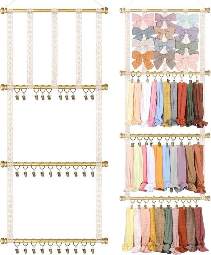 POVETIRE Headband Holder Hair Bows Organizer for Girls,Baby Headbands Hair Accessories Organizer Storage Headband Wall Hanging Decor for Nursery Toddler Girls Room