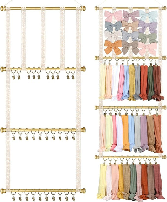 POVETIRE Headband Holder Hair Bows Organizer for Girls,Baby Headbands Hair Accessories Organizer Storage Headband Wall Hanging Decor for Nursery Toddler Girls Room