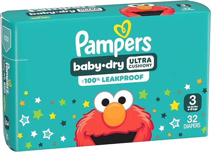 Pampers Diapers - Baby Dry - Size 3, 32 Count, Absorbent Disposable Infant Diaper (Packaging May Vary)