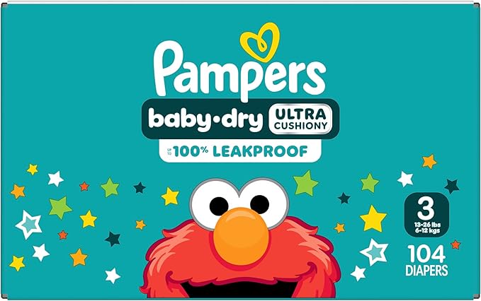 Pampers Diapers - Baby Dry - Size 3, 104 Count, Absorbent Disposable Infant Diaper (Packaging May Vary)