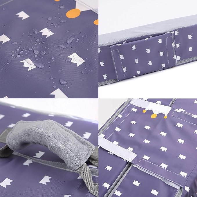 Mooedcoe Foldable Toddler Floor Bed with Sides, Folding Toddler Bed for Travel Kid Foam Sleeping Cot for Children 18M – 5yr Old (Rectangular, Crown)