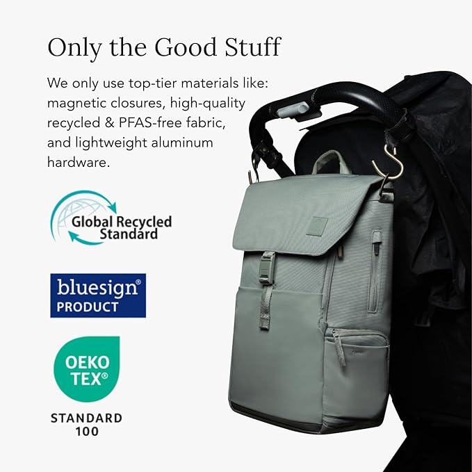 Huhu Diaper Bag Backpack – Large Baby Bag for Moms & Dads – Water-Resistant, Unisex Travel Kit for New Parents – Includes Changing Pad and 2 Organizer Pouches (Outdoorsy Sage)