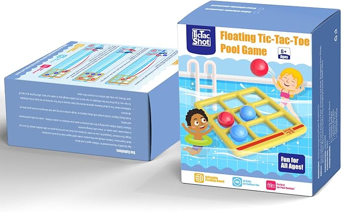 Pool Toys Games Set- Tic-Tac-Toe Inflatable Pool Toy with 10 Balls - for Adults Teens Kids 2-10 Players