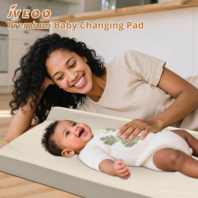 Vegan Leather Baby Changing Pad, Waterproof & Wipeable Soft Diaper Changing Mat 32“ x 16.6" Comfortable Infant Changing Station for Dresser & Table