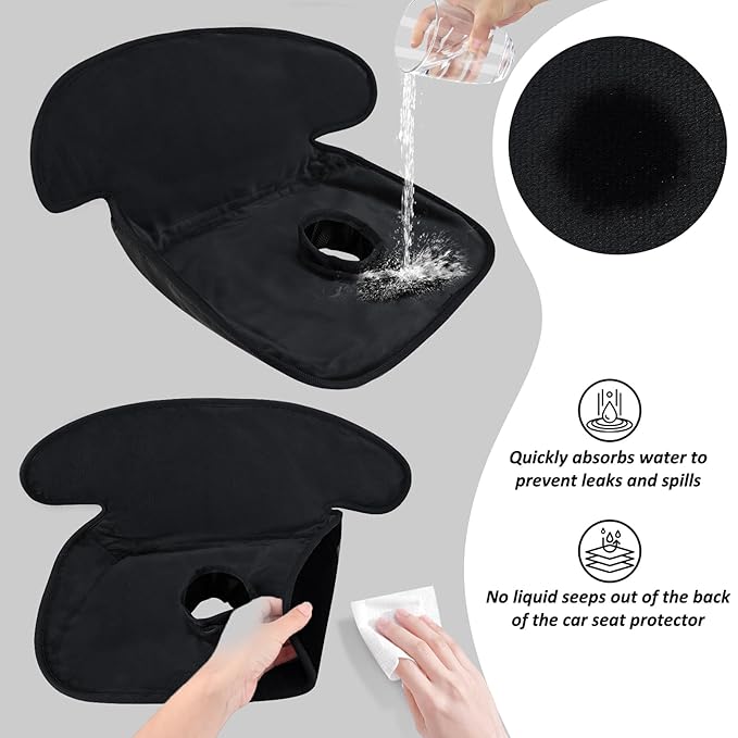 INFANZIA Dry Seat, Car Seat Protector Waterproof Carseat Liner Potty Training Toddlers, Baby and Infants, Piddle Pad for Carseats Strollers (Black, 1 Pack