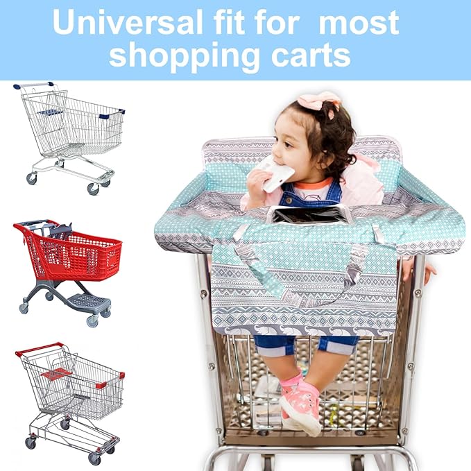 Shopping Cart Cover for Baby 2-in-1 High Chair Cover with Safety Harness Multifunctional Dinosaur Pattern Cart Covers for Babies Soft Padded Grocery Cart Cover for Baby Boy Girl