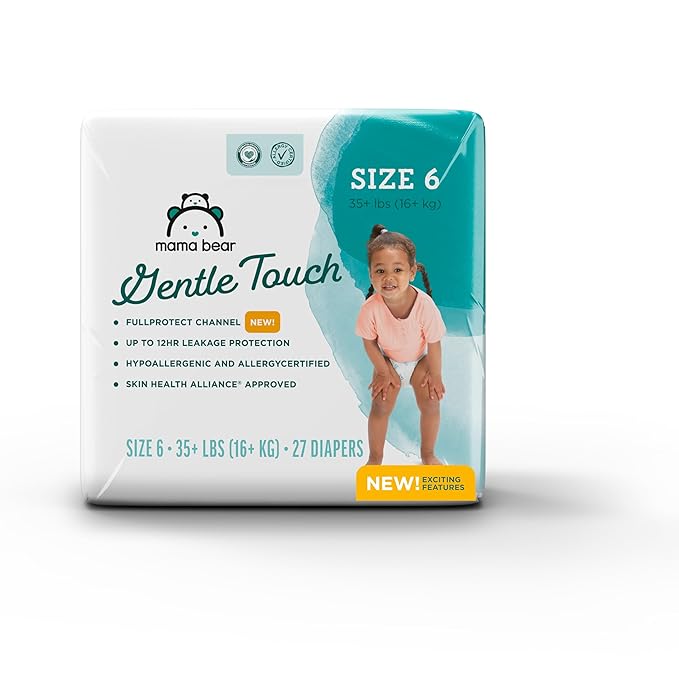 Amazon Brand - Mama Bear Gentle Touch Diapers, Size 6, 27 Count