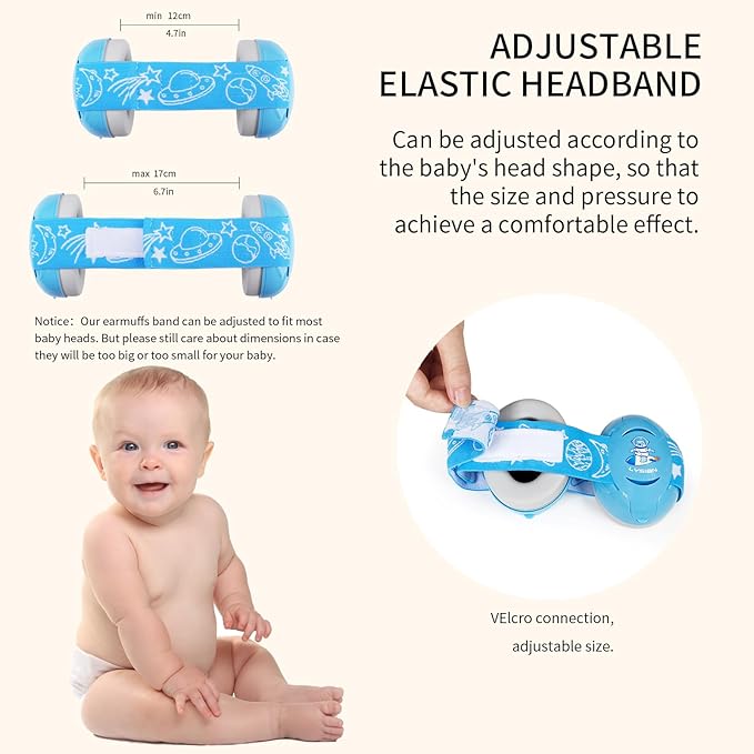 LYSIAN Baby Earmuffs – Noise Cancelling Headphones for Infants 0-3 Years, Soft Comfortable Ear Protection for Sleeping,Travel,Flights (Blue). Blocks Loud Sound for Peaceful Rest