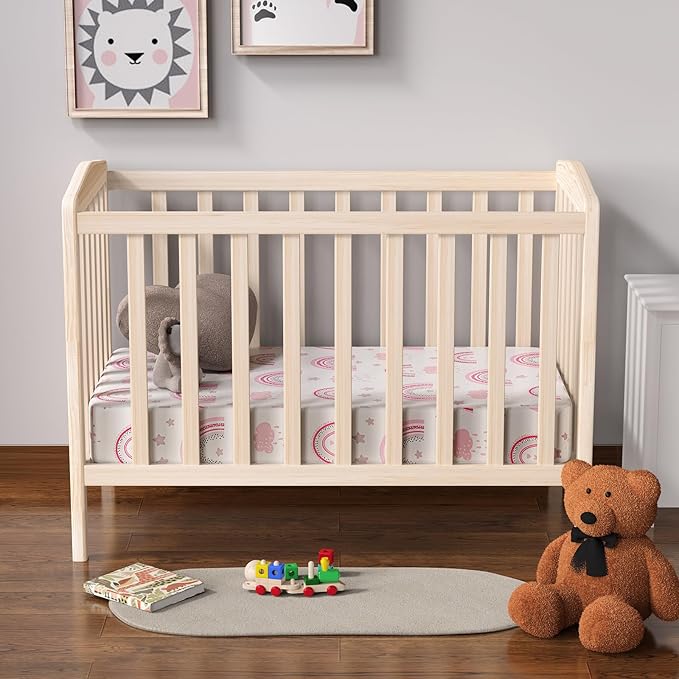 Baby Crib Sheets 2 Pack for Boys and Girls Fit for Standard Crib Toddler Mattress Breathable Soft Microfiber Baby Sheet 28x52x8in (Pink Rainbow & Pink)