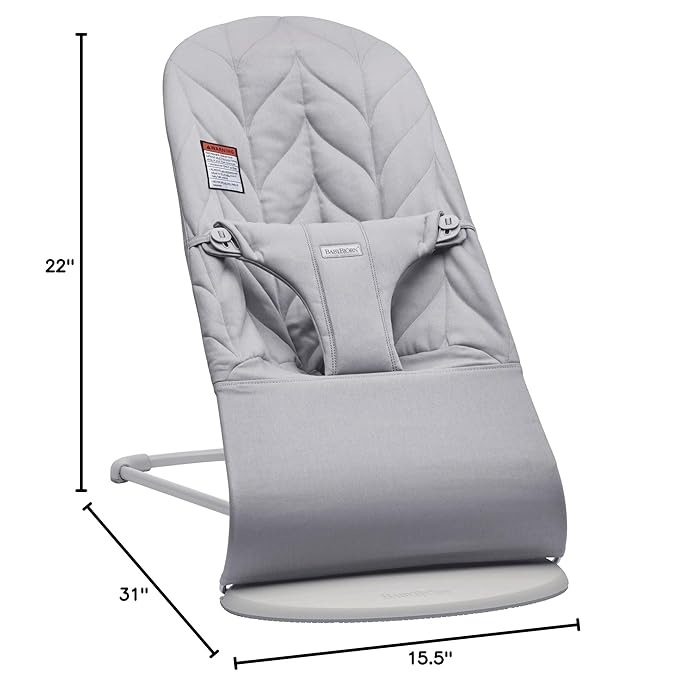 BabyBjörn Bouncer Bliss, Cotton, Petal Quilt, Light gray