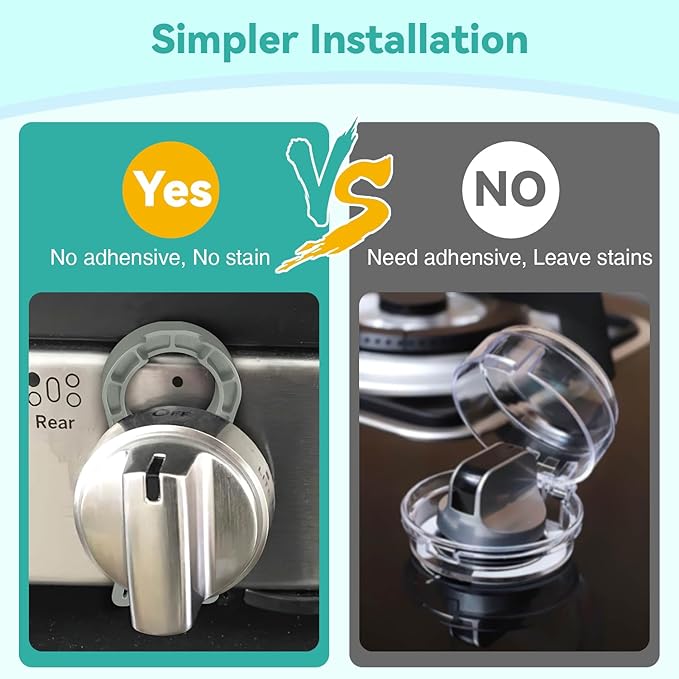 Stove Stoppaz Gas Stove Knob Locks Protecting Kids and Pets; Oven Knob Covers for Child Safety (5 Pack, Grey)