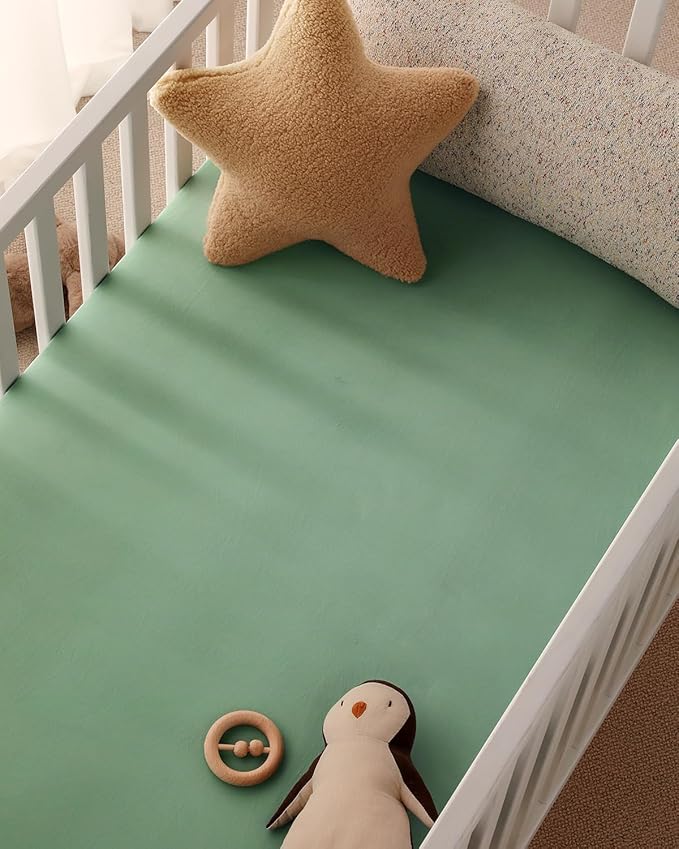 Yoofoss Baby Pack and Play Sheets 2 Pack for Boys and Girls - 38x26 Mini Crib Sheets Fitted Neutral Compatible with Graco Pack n Play Mattress,Ultra Soft Breathable Microfiber Green Flower