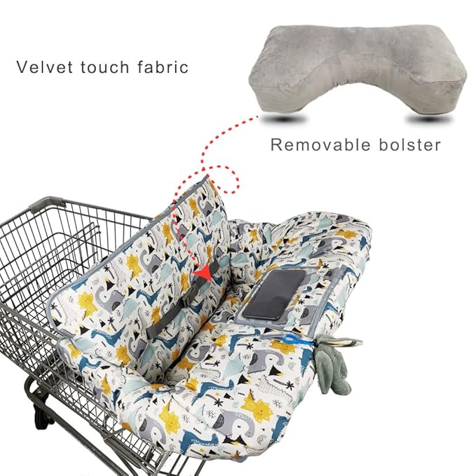 Shopping Cart Cover for Baby/Toddler, Cozy High Chair Cover, with Removable seat positioner, Dinosaur