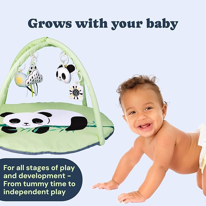 Todale Baby Play Gym - Green, Unisex, Newborn to 36 Months - Infant Toys & Tummy Time Mat with Detachable Panda Toys - Baby Activity Center & Play Mat for Newborn Essentials