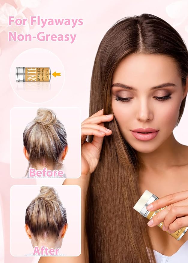 Hair Wax Stick Slick Back Hair Brush Set – Flyaway & Frizz Control for Sleek Ponytails, Buns, and Updos – Hair Accessories for Ballet, Dance Recitals, and Gifts