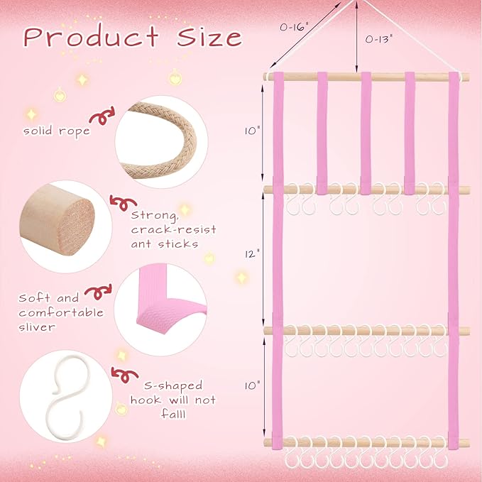POVETIRE Headband Holder Hair Bows Organizer for Girls, Baby Headbands Hair Accessories Organizer Storage Wall Hanging Decor for Toddler Girls Room