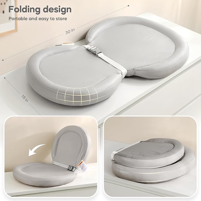Mamatepe Baby Changing Pad, Soft, Foldable Leather Diaper Changing Pad, Contoured Changing Table Pads for Dresser, Waterproof & Non-Slip Wipeable, 30"X19",Gray