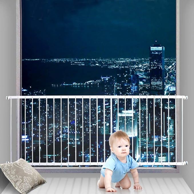 WAOWAO Window Safety Guards for Children Kids Child Toddler Pets Proof Extra Wide White Tension Security Window Guard Gate for Home Fit 86.61"-111.81" Sliding Windows (4 Piece)