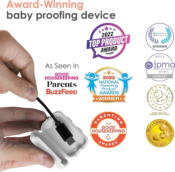 Geddy´s Mom Watch Your Mouth - The Award-Winning Child Safety USB Cover Cap Baby Proof Cord Protector| BPA & Phthalate-Free Charger Protector | Electrical Safety Baby Products - 6 Pack (White)
