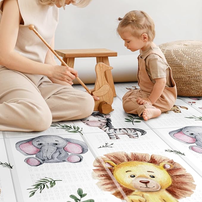 79x71 Extra Large Baby Play Mat for Floor, Foldable Foam Playmat for Babies 0-12 Months & Kids, Non-Toxic Waterproof Baby Mat for Floor, Thick Playpen Mat for Tummy Time Crawling