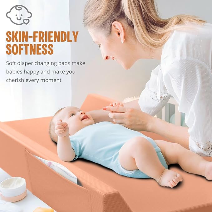 Vegan Leather Baby Changing Pad, Waterproof & Wipeable Soft Diaper Changing Mat 32“ x 16.6" Comfortable Infant Changing Station for Dresser & Table