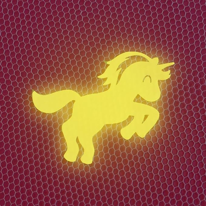 Purple Canopy for Girls Bed with Pre-Glued Glow in The Dark Unicorns - Princess Mosquito Net Room Decor - Kids & Baby Bedroom Tent with Galaxy Lights - 1 Opening Canopy Bed & Hanging Kit Included