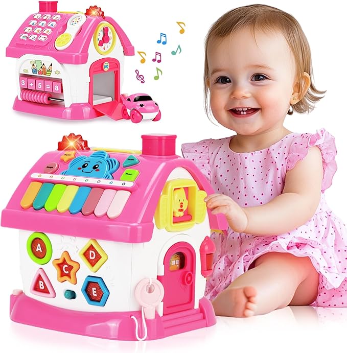 Toys for 1+ Year Old Girl Gifts: Montessori Musical Toddler Toys Age 1-2 - 8-in-1 Multi-Functional House Educational Baby Girl Toy 12-18 Months - First Birthday Gift for 1 2 Year Old Girls Boys Kids