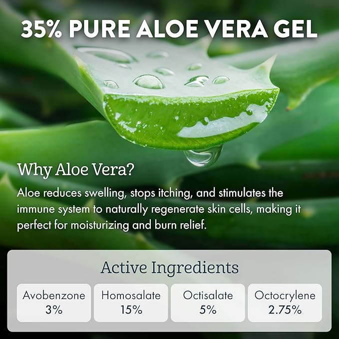 Aloe Up Kids Continuous Sport Sunscreen Spray SPF 50 - Broad Spectrum Sheer Face and Body Sunscreen Protector for Sensitive Skin - With Aloe Vera Gel - Dries Fast - Reef Safe - Fragrance-Free - 5.5 Oz