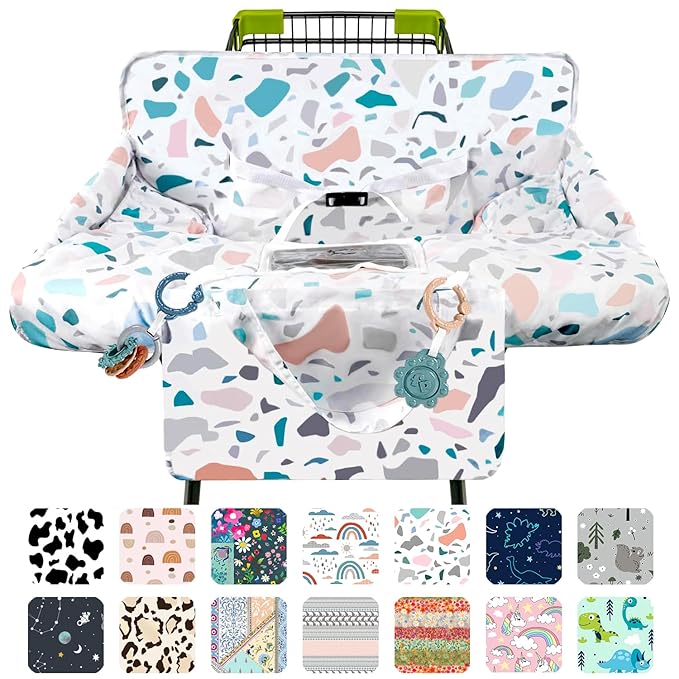 Shopping Cart Cover for Baby 2-in-1 High Chair Cover with Safety Harness Multifunctional White Spots Pattern Cart Covers for Babies Soft Padded Grocery Cart Cover for Baby Boy Girl