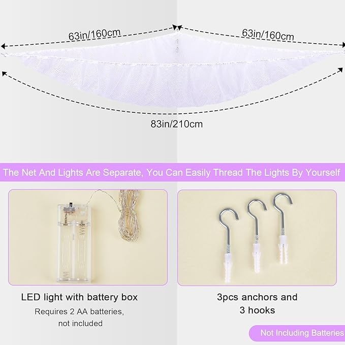 Unicorn Castle Stuffed Animals Net or Hammock Kids Toy Storage Organizer with LED Light Hanging Corner Stuffed Animals Holder Kids Girls Room Decor (Pack of 1)