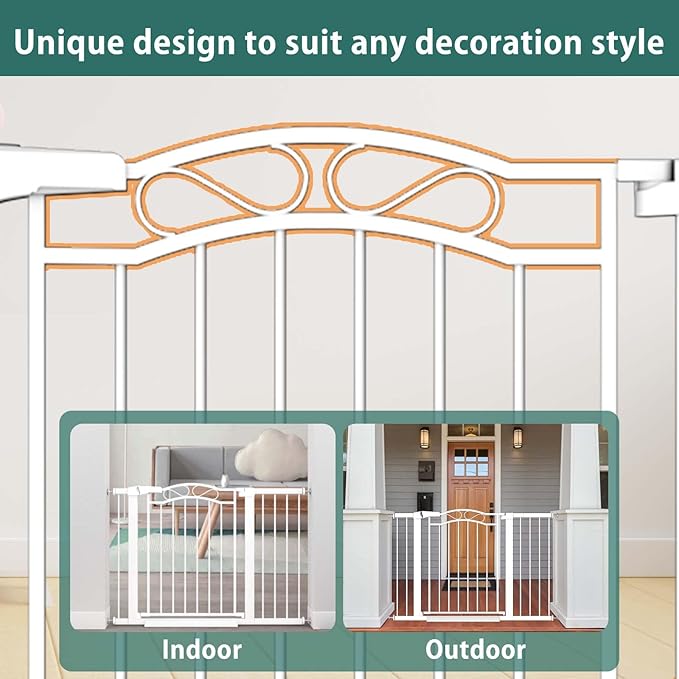 Fairy Baby 57.1"-59.8" Extra Wide Press Mounted Baby Gate Indoor for Kids Or Pets Walk Thru No Drill Long Dog Gates for The House Doorway Child Safety Gate