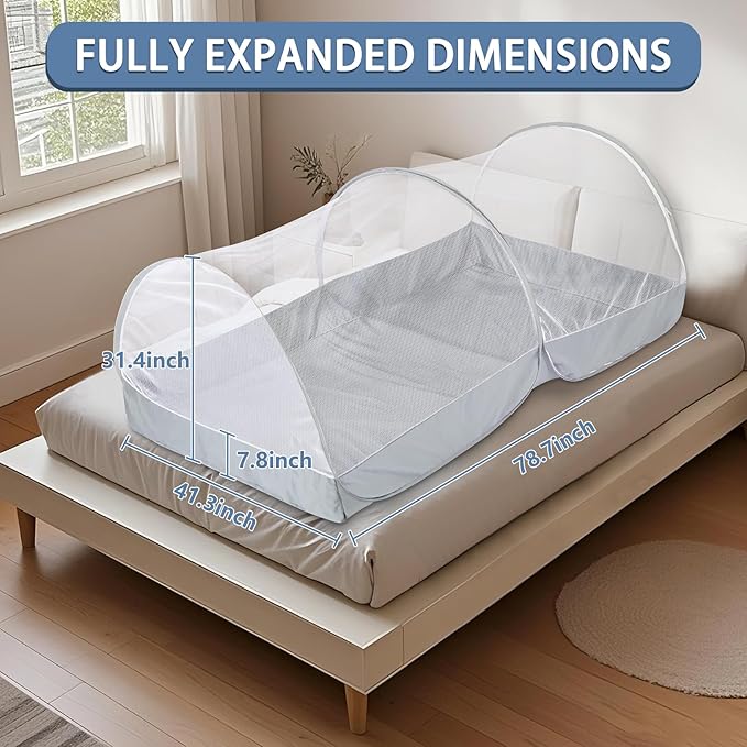 Mosquito Net for Bed - Pop Up Bed Tent - Portable Travel Mosquito Net, Mosquito Netting for Suitable for Baby, Adult Bedroom, Camping, Napping, Patio