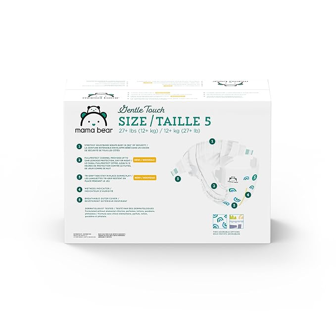 Amazon Brand - Mama Bear Gentle Touch Diapers, Size 5, 132 Count (4 packs of 33)