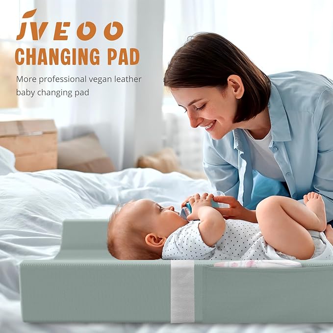 Vegan Leather Baby Changing Pad, Waterproof & Wipeable Soft Diaper Changing Mat 32“ x 16.6" Comfortable Infant Changing Station for Dresser & Table
