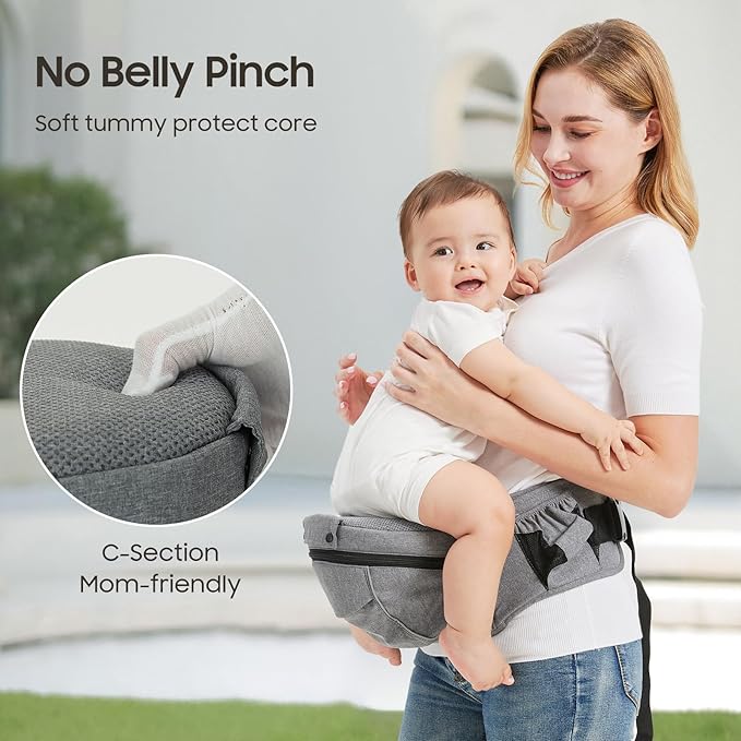 Sageky- 2-in-1 Baby Carrier Hip Seat - Front Back Hip Carry - Ergonomic M Seat Posture - Breathable Mesh - Newborn to Toddler 5-45 lbs