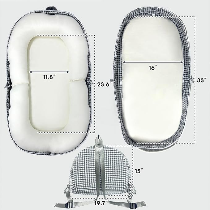 Baby Lounger, Foldable Portable Infant Lounger, Baby Nest Cover, Suitable for 0-24 Months Newborn Baby Lounger,Home Travel Dual-Purpose Baby Nest (Beige)