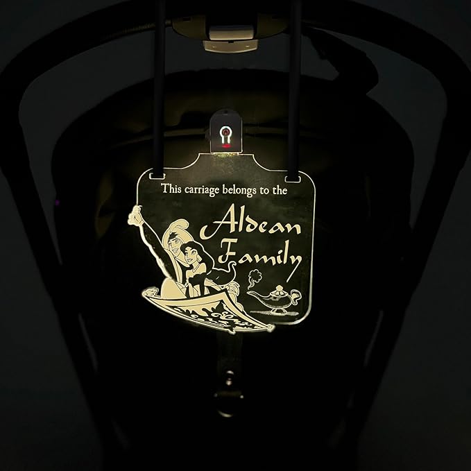 Personalized Night Light Stroller Name Tag, Mouse Ears Sign, Light up Family Stroller Sign for Theme Parks, Amusement Park Family Sign (Style 6)