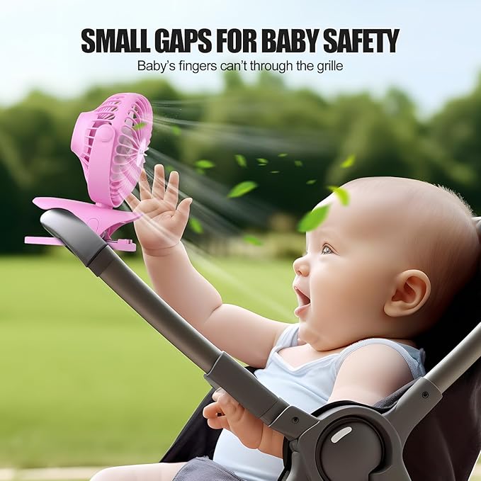 Portable Clip Fan Battery Operated,3 Speeds USB Rechargeable Mini Table Fan with Strong Airflow,360°Rotation Ultra Quiet Personal Desk Fan for Home Office Bedroom Dorm Stroller Camping- Pink